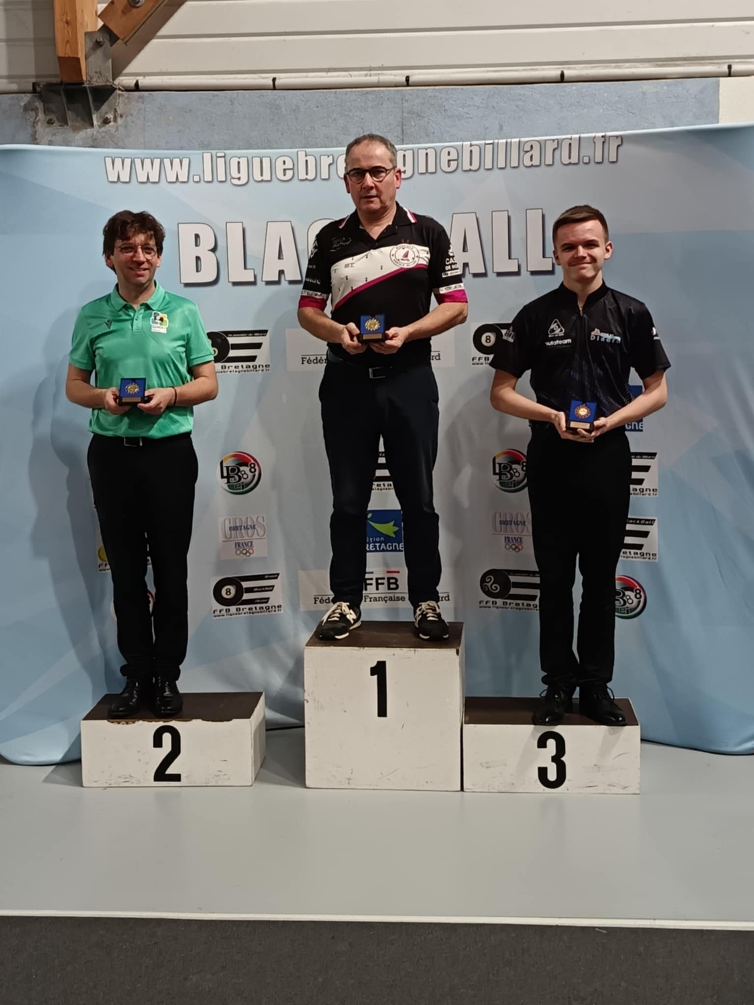 Podium BBET à Guidel, de gauche à droite, Emmanuel Menant, Stéphane Dumont, Calvin Creach
